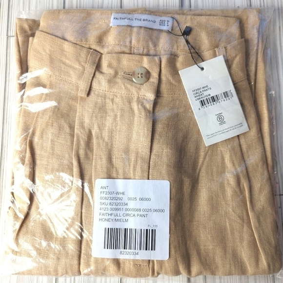 Faithful the Brand Circa Wide Leg Linen Trouser Pants in Honey Size 6 NWT - Picture 11 of 12